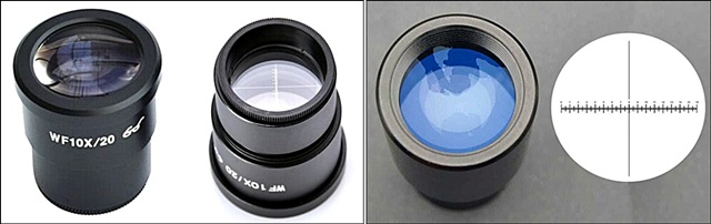Sistema óptico de microscópio Oculares-con-retc3adculas